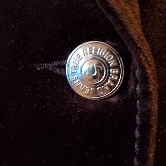 TRUE RELIGION Brown VELVET EMBROIDERED Jacket Blazer XS Rock Glam Lux Feminine - Picture 7 of 11